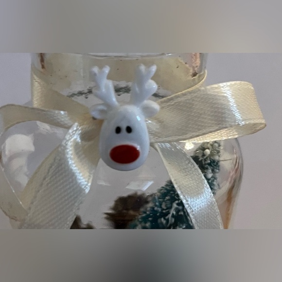 New in box glass mason jar with faux Christmas tree, snow, & pinecones - Picture 5 of 8